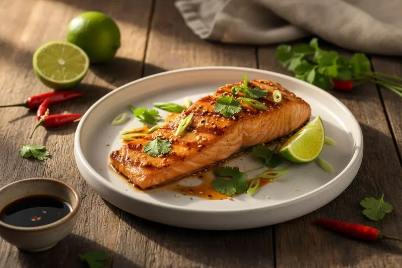 Grillattu lohi itämaisella kastikkeella