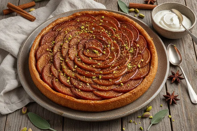 Omena-pistaasi tarte tatin