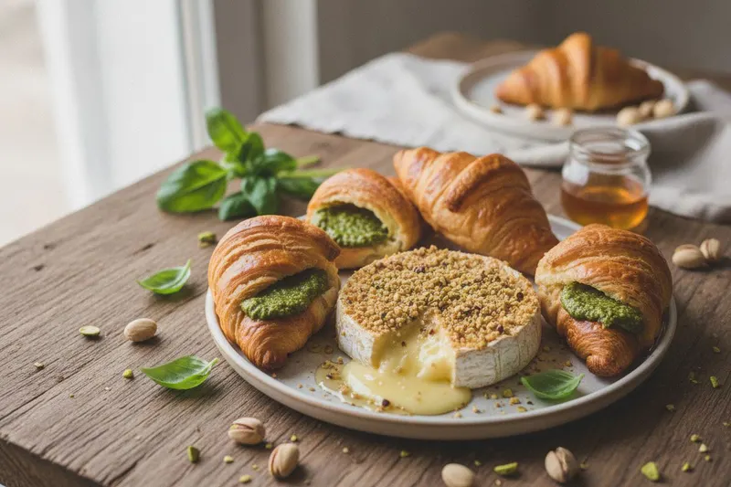 Pestocroissantit ja pistaasicamembert