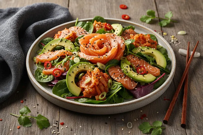 Sashimi-salaatti kimchillä