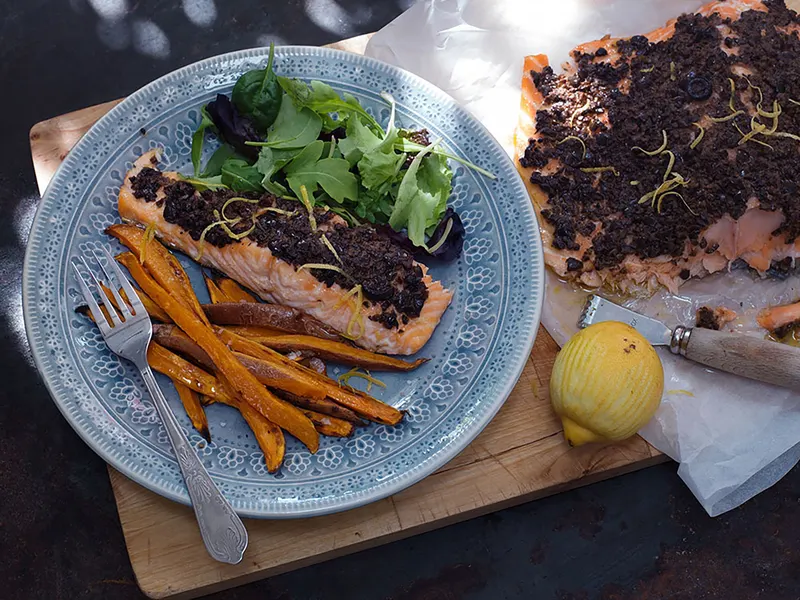 Uunilohi Tapenade