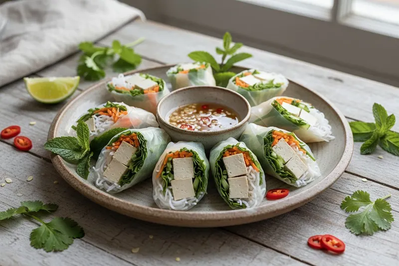 Vietnamilaiset kesärullat nuoc cham -kastikkeella